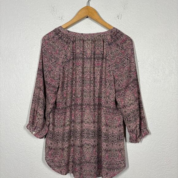 Cynthia Rowley Y2K Paisley Print Tunic Pink Blush Casual 3/4 Sleeve - S - Picture 4 of 6